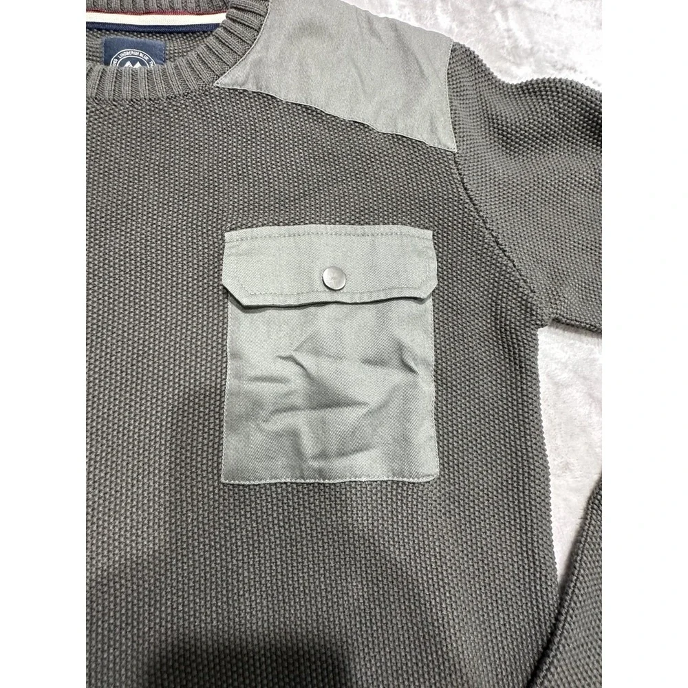 Lindbergh Sweater Pullover Men's Size Large Green Front Pocket Textured Golf EUC